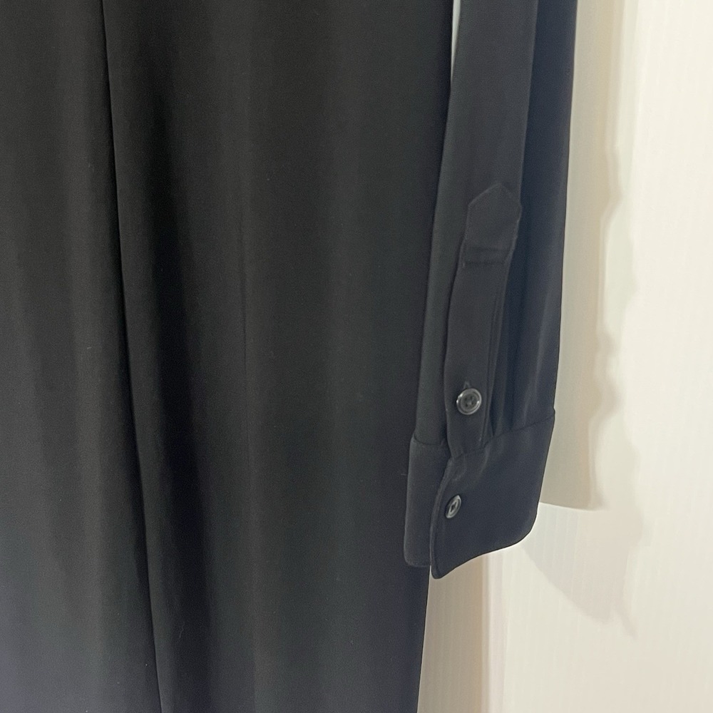 Norma Kamali Midi Knit Shirt Dress Black Long Sleeve Button Down Sz L Minimalist - Picture 5 of 11